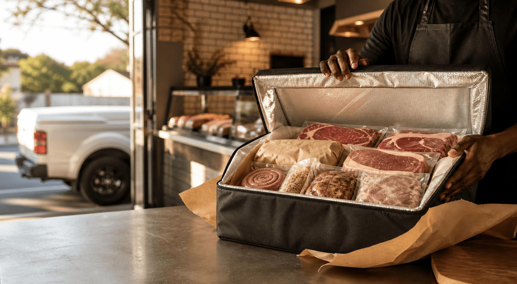 Packed butcher delivery order